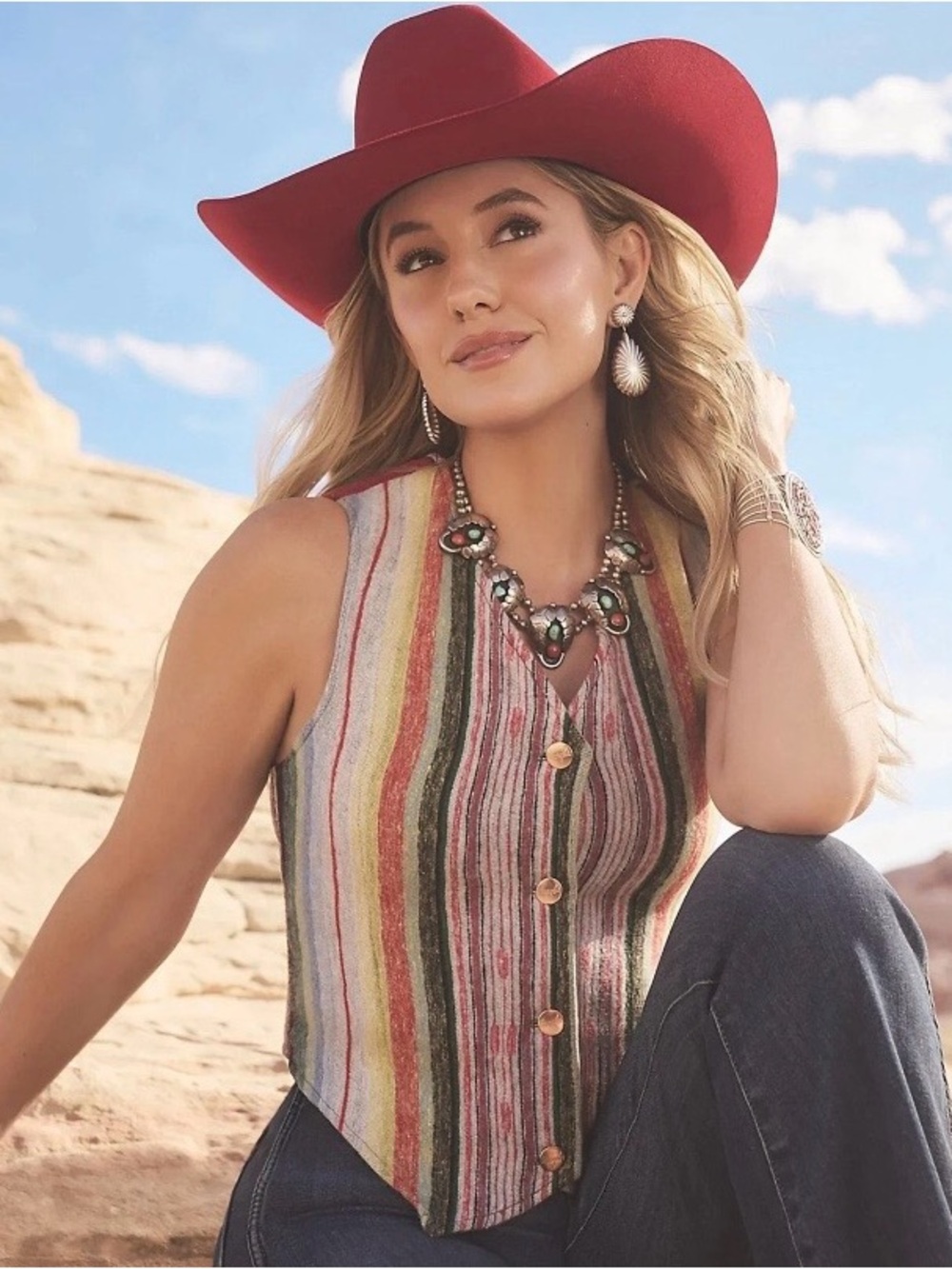 Wrangler x Lainey Wilson Wool Vest South Western Cowboy Festival Rodeo Country L